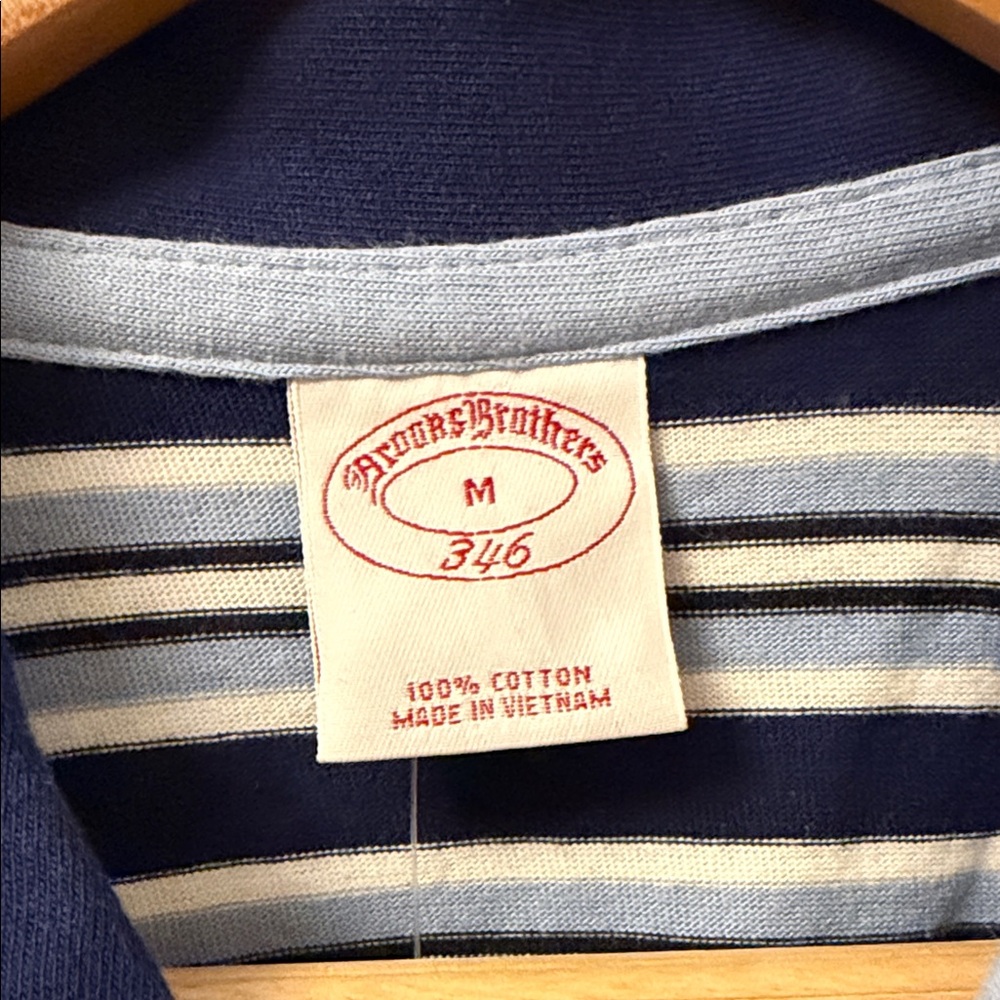 Brooks Brothers Navy and White Striped Polo Shirt - Picture 2 of 4